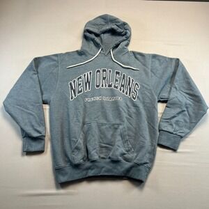 Nola Hoodie Womens Medium Slate Blue New Orleans French Quarter Print Pullover